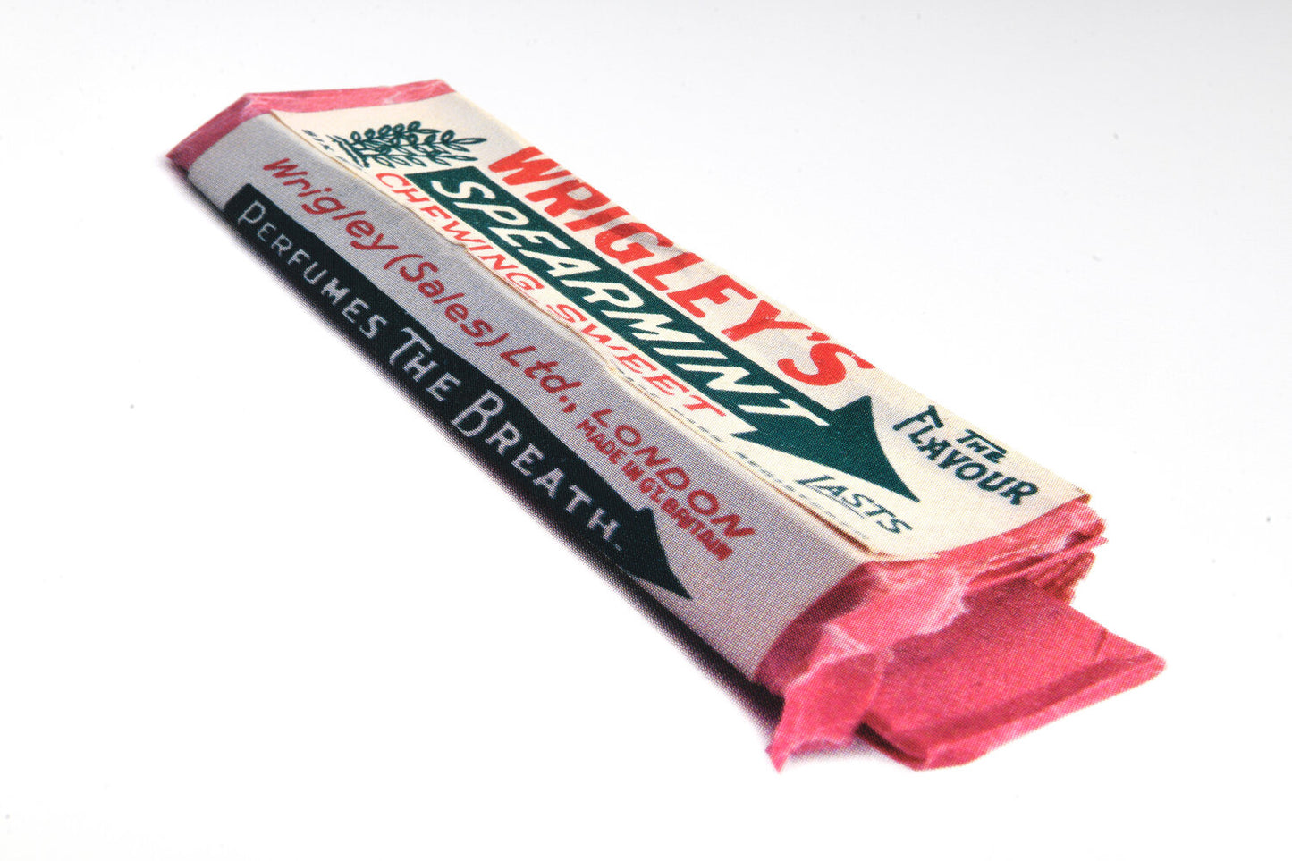 close up of artist drawn wrigleys spearmint gum