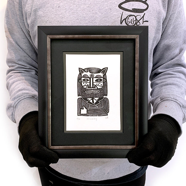 man holding kester hackney framed print