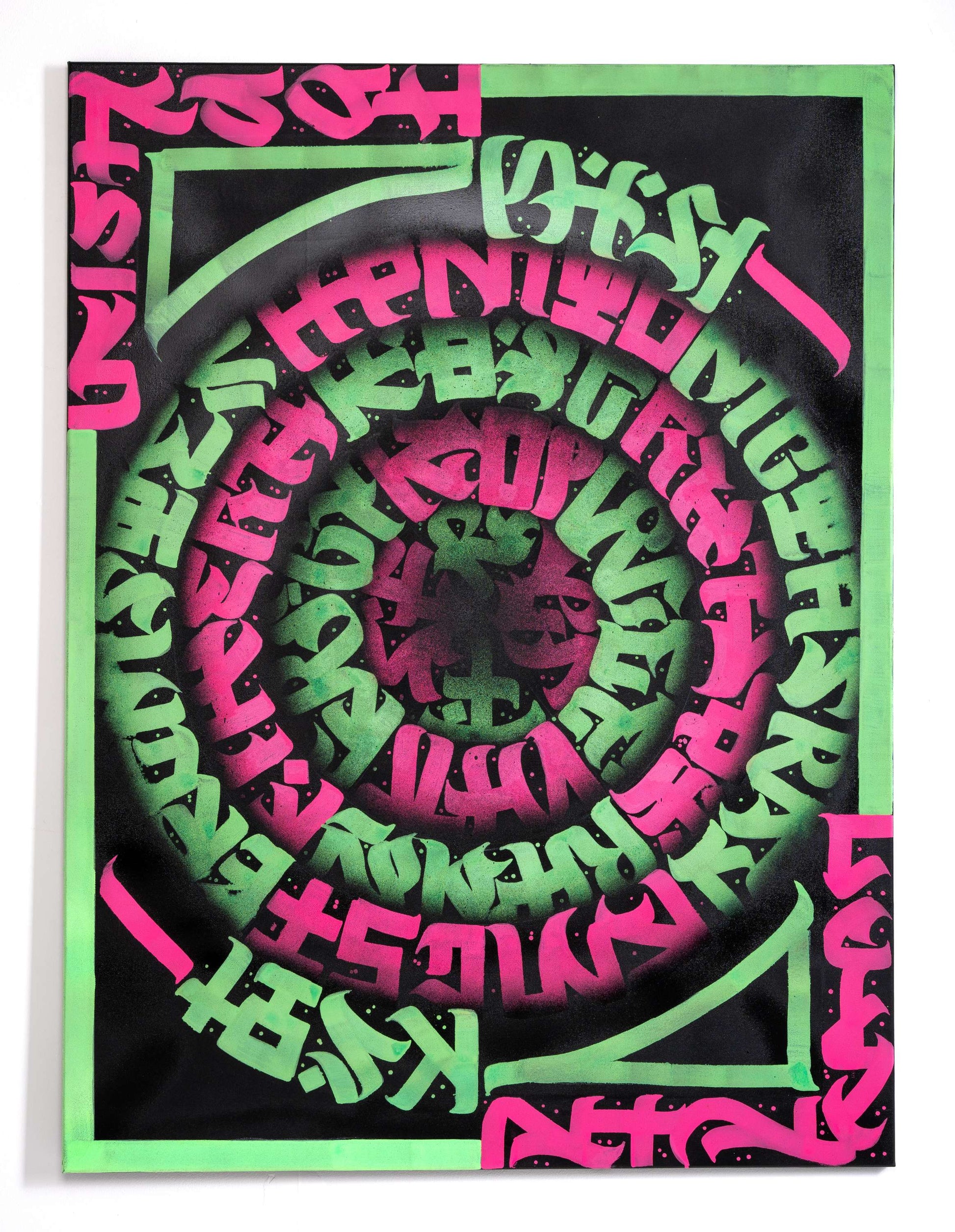 neon pink and green calligraffiti